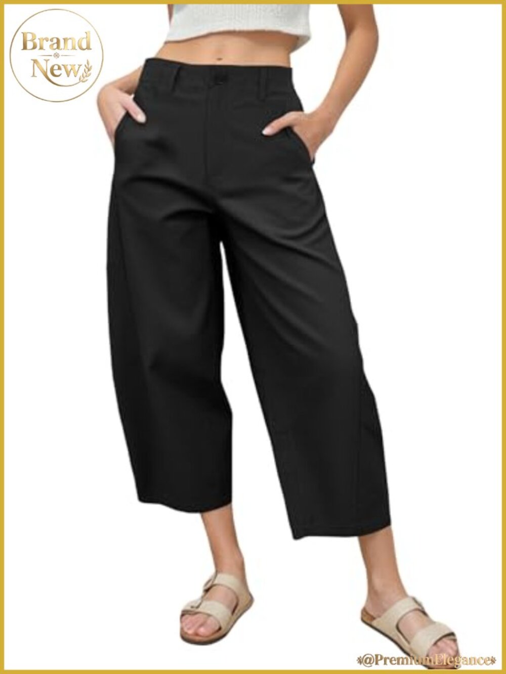 Women's Barrel Leg Pants Casual Baggy Harem Pants with Pockets High Waisted